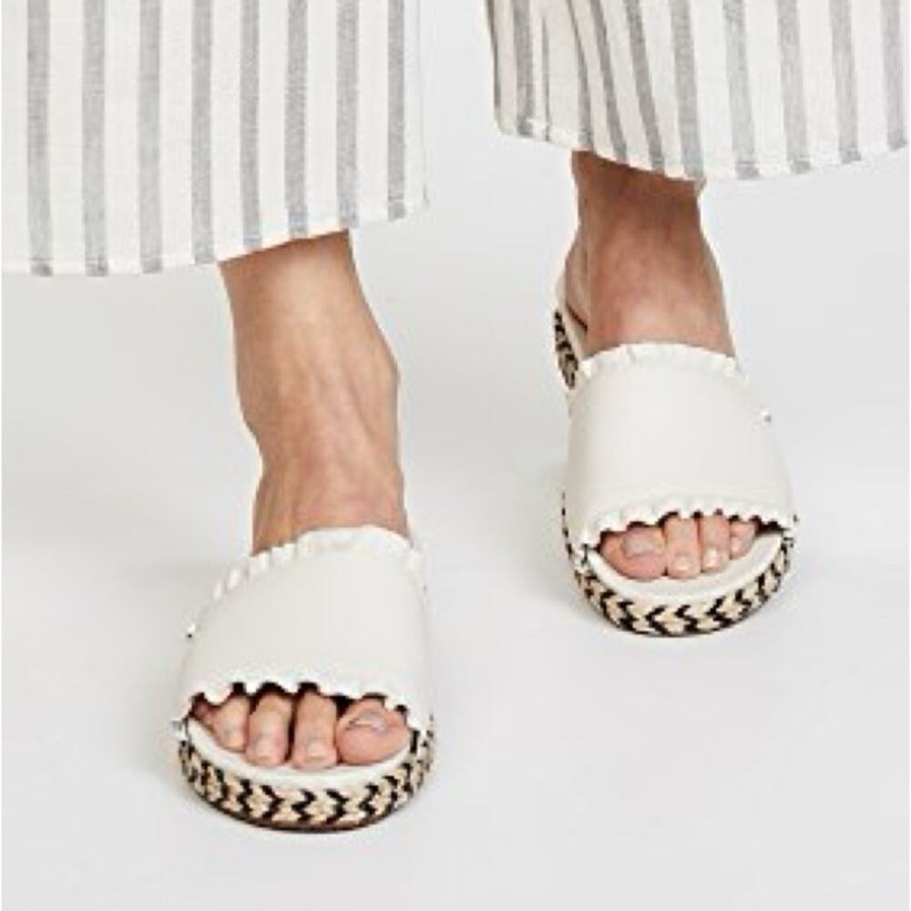 kate spade White Scallop Espadrille Slide Sandals